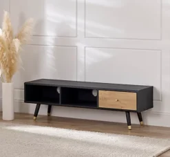 Boutique Table Unit, Black And Oak Finish, W154xD39xH41.5cm -Diy Shop boutique table unit black and oak finish w154xd39xh41 5cm8886362911077 02c MP