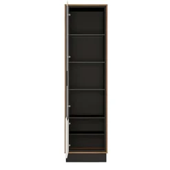 Brolo Tall Glazed Display Cabinet (LH) With The Walnut And Dark Panel Finish -Diy Shop brolo tall glazed display cabinet lh with the walnut and dark panel finish5900355059539 03c MP