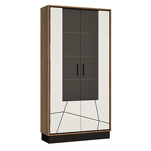 Brolo Tall Wide Glazed Display Cabinet With The Walnut And Dark Panel Finish 3 Brolo Tall Wide Glazed Display Cabinet With The Walnut And Dark Panel Finish