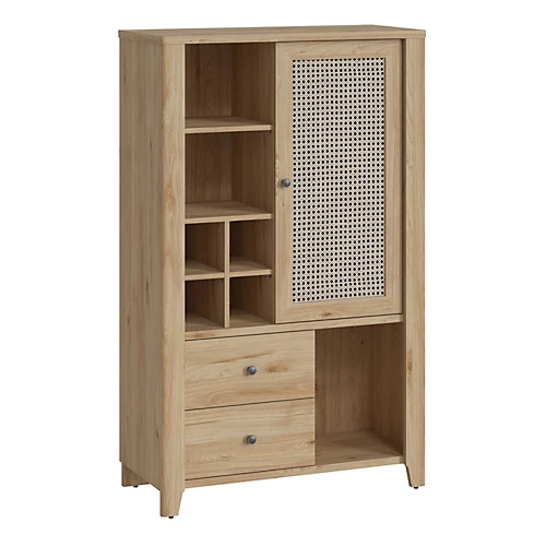 Cestino 1 Door 2 Drawer Cabinet In Jackson Hickory Oak And Rattan Effect 3 Cestino 1 Door 2 Drawer Cabinet In Jackson Hickory Oak And Rattan Effect