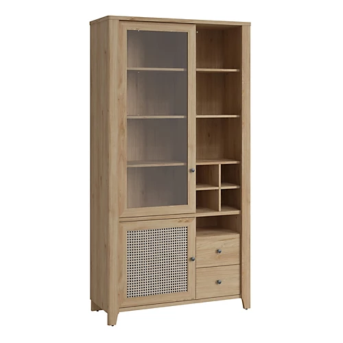 Cestino 2 Door 2 Drawer Display Cabinet In Jackson Hickory Oak And Rattan Effect 3 Cestino 2 Door 2 Drawer Display Cabinet In Jackson Hickory Oak And Rattan Effect