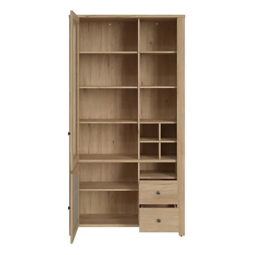 Cestino 2 Door 2 Drawer Display Cabinet In Jackson Hickory Oak And Rattan Effect 5 Cestino 2 Door 2 Drawer Display Cabinet In Jackson Hickory Oak And Rattan Effect - Image 3