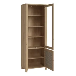 Cestino 2 Door Display Cabinet In Jackson Hickory Oak And Rattan Effect -Diy Shop cestino 2 door display cabinet in jackson hickory oak and rattan effect5900355146192 03c MP