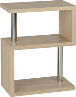 Charisma 3 Shelf Display Unit Bookcase Oak And Chrome Finish