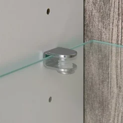 Chelsea Low Display Cabinet 85cm Wide In White With Oak Trim -Diy Shop chelsea low display cabinet 85cm wide in white with oak trim5900355028849 04c MP