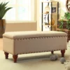 Chelsea Sorage Ottoman Bench - Tan/Brass Upholstered With Flip Lid. -Diy Shop chelsea sorage ottoman bench tan brass upholstered with flip lid 5039373093987 01c MP