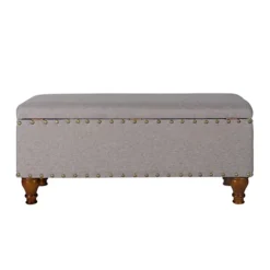Chelsea Storage Ottoman Bench - Grey/Brass Upholstered With Flip Lid. -Diy Shop chelsea storage ottoman bench grey brass upholstered with flip lid 5039373093994 03c MP