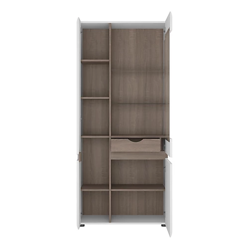 Chelsea Tall Glazed Wide Display Unit (LHD) In White With Oak Trim 5 Chelsea Tall Glazed Wide Display Unit (LHD) In White With Oak Trim - Image 3