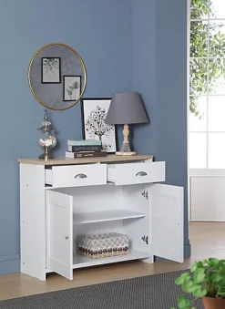 Comfy Living Wooden Compact Sideboard Available In Grey/Oak Or White/Oak -Diy Shop comfy living wooden compact sideboard available in grey oak or white oak5057289605728 03c MP