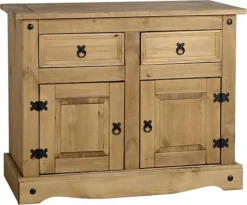 Corona 2 Door 2 Drawer Sideboard In Distressed Waxed Pine