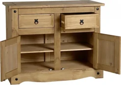 Corona 2 Door 2 Drawer Sideboard In Distressed Waxed Pine -Diy Shop corona 2 door 2 drawer sideboard in distressed waxed pine5056065608519 04c MP