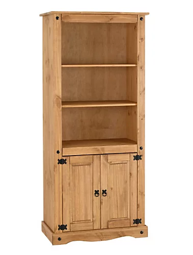 Corona 2 Door Display Unit Bookcase Wax Pine With 3 Shelves 3 Corona 2 Door Display Unit Bookcase Wax Pine With 3 Shelves
