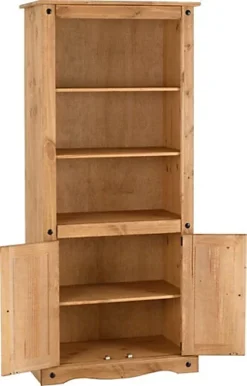 Corona 2 Door Display Unit Bookcase Wax Pine With 3 Shelves 8 Corona 2 Door Display Unit Bookcase Wax Pine With 3 Shelves -Diy Shop corona 2 door display unit bookcase wax pine with 3 shelves5056065605112 03c MP