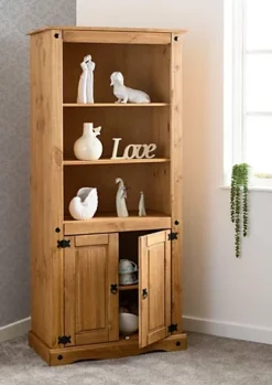 Corona 2 Door Display Unit Bookcase Wax Pine With 3 Shelves 9 Corona 2 Door Display Unit Bookcase Wax Pine With 3 Shelves -Diy Shop corona 2 door display unit bookcase wax pine with 3 shelves5056065605112 05c MP