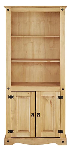 Corona Bookcase 2 Door Display Cabinet Solid Mexican Pine Large