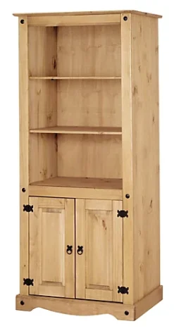 Corona Bookcase 2 Door Display Cabinet Solid Mexican Pine Large -Diy Shop corona bookcase 2 door display cabinet solid mexican pine large5060745810314 03c MP