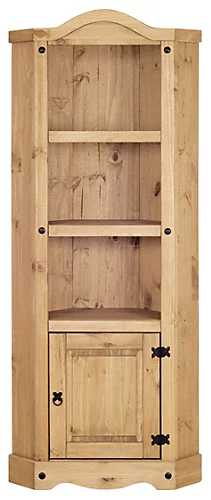 Corona Corner Bookcase Pine Display Cupboard 3 Book Shelves Mexican
