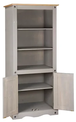 Corona Grey Bookcase Pine 2 Door Display Cupboard 3 Book Shelves Distressed Wax 8 Corona Grey Bookcase Pine 2 Door Display Cupboard 3 Book Shelves Distressed Wax -Diy Shop corona grey bookcase pine 2 door display cupboard 3 book shelves distressed wax5060745810024 03c MP