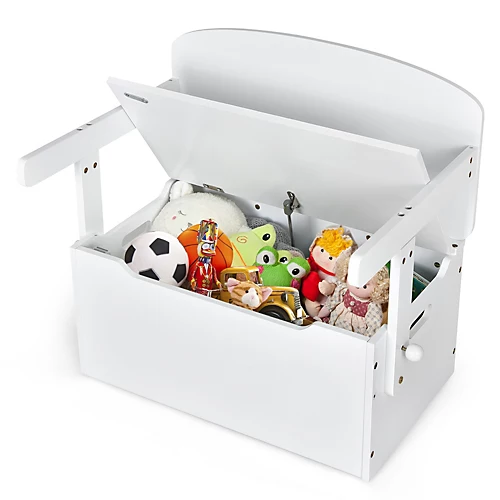Costway 3-in-1 Kids Convertible Activity Bench Toy Box White 3 Costway 3-in-1 Kids Convertible Activity Bench Toy Box White