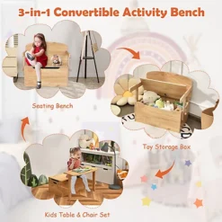 Costway 3-in-1 Kids Convertible Activity Bench Toy Box -Diy Shop costway 3 in 1 kids convertible activity bench toy box6085649038212 03c MP