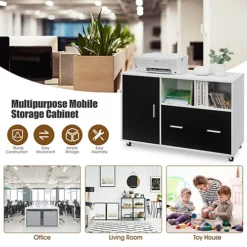 Costway File Cabinet Storage Cabinet W/ Drawer Door & 5 Casters -Diy Shop costway file cabinet storage cabinet w drawer door 5 casters6085649254100 03c MP