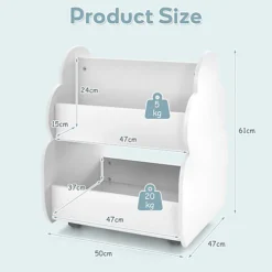 Costway Kids Wooden Bookcase W/ Wheels 2-Tier Toy Storage Toddler Display Book Shelf -Diy Shop costway kids wooden bookcase w wheels 2 tier toy storage toddler display book shelf6085650771948 03c MP