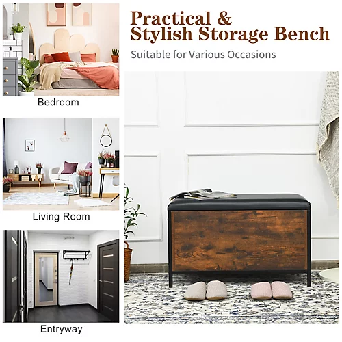 Costway Shoe Changing Bench Entryway & Bed End Storage Bench 6 Costway Shoe Changing Bench Entryway & Bed End Storage Bench - Image 4