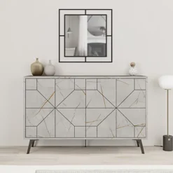 Decortie Dune Console Sideboard Display Unit Gold Marble Effect