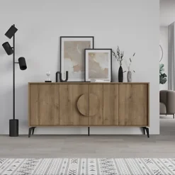 Decortie Gora Console Sideboard Display Unit 180Cm Oak Effect
