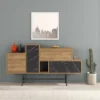 Decortie Hermes Console Sideboard Display Unit Oak Effect Black Marble Effect -Diy Shop decortie hermes console sideboard display unit oak effect black marble effect8680812103803 01c MP