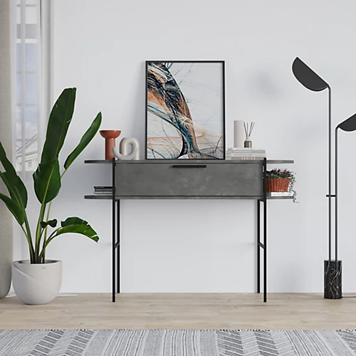 Decortie Otis Console Sideboard Display Unit Retro Grey White 3 Decortie Otis Console Sideboard Display Unit Retro Grey White