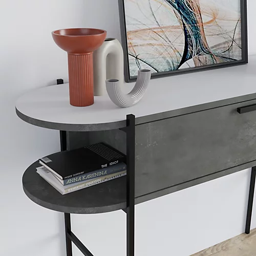 Decortie Otis Console Sideboard Display Unit Retro Grey White 6 Decortie Otis Console Sideboard Display Unit Retro Grey White - Image 4