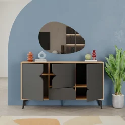 Decortie Spark Console Sideboard Display Unit Oak Anthracite Grey -Diy Shop decortie spark console sideboard display unit oak anthracite grey8680812121340 04c MP