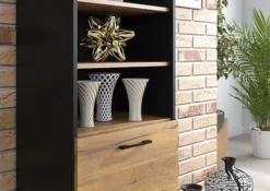 Display Cabinet 170cm Sideboard Cabinet Cupboard TV Stand Living Room Oak&Black -Diy Shop display cabinet 170cm sideboard cabinet cupboard tv stand living room oak black5060970906844 03c MP