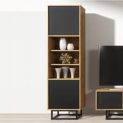 Display Cabinet Sideboard Cabinet Cupboard TV Stand Living Room Oak&Black -Diy Shop display cabinet sideboard cabinet cupboard tv stand living room oak black5060970909883 02c MP