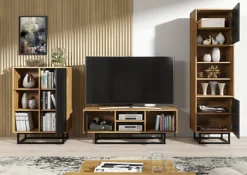 Display Cabinet Sideboard Cabinet Cupboard TV Stand Living Room Oak&Black -Diy Shop display cabinet sideboard cabinet cupboard tv stand living room oak black5060970909883 04c MP