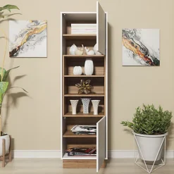 Display Cabinet Sideboard Cabinet Cupboard TV Stand Living Room Oak & White -Diy Shop display cabinet sideboard cabinet cupboard tv stand living room oak white5060970908961 04c MP