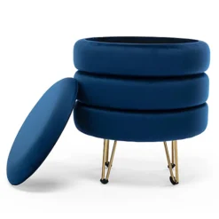 ESKIL MODERN VELVET STORAGE POUFFE OTTOMAN FOOTSTOOL VANITY DRESSING SEAT STOOL (Set, Blue) 9 ESKIL MODERN VELVET STORAGE POUFFE OTTOMAN FOOTSTOOL VANITY DRESSING SEAT STOOL (Set, Blue) -Diy Shop eskil modern velvet storage pouffe ottoman footstool vanity dressing seat stool set blue 5055744824646 04c MP