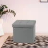 Foldable 38x38cm Cube Faux Leather Storage Box Ottoman Footstool Grey -Diy Shop foldable 38x38cm cube faux leather storage box ottoman footstool grey5055797235987 01c MP