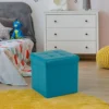 Foldable 38x38cm Cube Faux Leather Storage Box Ottoman Footstool Teal 1 Foldable 38x38cm Cube Faux Leather Storage Box Ottoman Footstool Teal -Diy Shop foldable 38x38cm cube faux leather storage box ottoman footstool teal5055797235871 01c MP