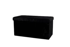 Foldable 76x38cm Crushed Velvet Storage Bench Box Chest Ottoman Footstool Charcoal