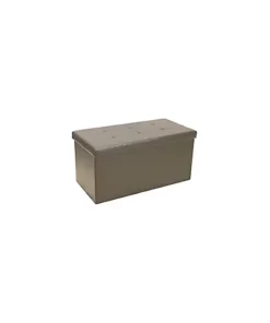 Foldable Faux Leather Storage Box Ottoman Cube 76cmX38cm For Bedroom, Living Room, Hallway - Stone