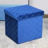 Foldable Velvet Lattice Trellis Storage Box Ottoman Cube 38cmX38cm For Bedroom, Living Room, Hallway - Navy -Diy Shop foldable velvet lattice trellis storage box ottoman cube 38cmx38cm for bedroom living room hallway navy5060905540402 01c MP