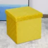 Foldable Velvet Lattice Trellis Storage Box Ottoman Cube 38cmX38cm For Bedroom, Living Room, Hallway - Ochre Yellow -Diy Shop foldable velvet lattice trellis storage box ottoman cube 38cmx38cm for bedroom living room hallway ochre yellow5060905540396 01c MP