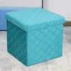 Foldable Velvet Lattice Trellis Storage Box Ottoman Cube 38cmX38cm For Bedroom, Living Room, Hallway - Teal -Diy Shop foldable velvet lattice trellis storage box ottoman cube 38cmx38cm for bedroom living room hallway teal5060905540372 01c MP