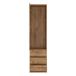 Fribo Tall Narrow 1 Door 3 Drawer Glazed Display Cabinet In Oak -Diy Shop fribo tall narrow 1 door 3 drawer glazed display cabinet in oak5900355132614 03c MP