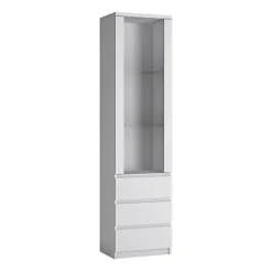 Fribo Tall Narrow 1 Door 3 Drawer Glazed Display Cabinet In White -Diy Shop fribo tall narrow 1 door 3 drawer glazed display cabinet in white5900355132454 02c MP