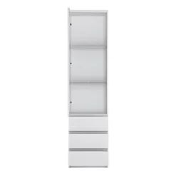 Fribo Tall Narrow 1 Door 3 Drawer Glazed Display Cabinet In White -Diy Shop fribo tall narrow 1 door 3 drawer glazed display cabinet in white5900355132454 03c MP