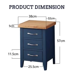 FURNITURE ONE Pine Oak + Blue Drawers 3 Drawer Chest Of Drawers 380D X 320W X 570H Mm -Diy Shop furniture one pine oak blue drawers 3 drawer chest of drawers 380d x 320w x 570h mm0781509907884 04c MP