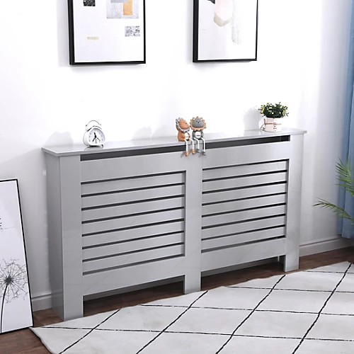 FurnitureHMD High Gloss Grey Radiator Cover Horizontal Slats Decorative Cabinet For Living Room, Bedroom,Office,Large Size 4 FurnitureHMD High Gloss Grey Radiator Cover Horizontal Slats Decorative Cabinet For Living Room, Bedroom,Office,Large Size - Image 2